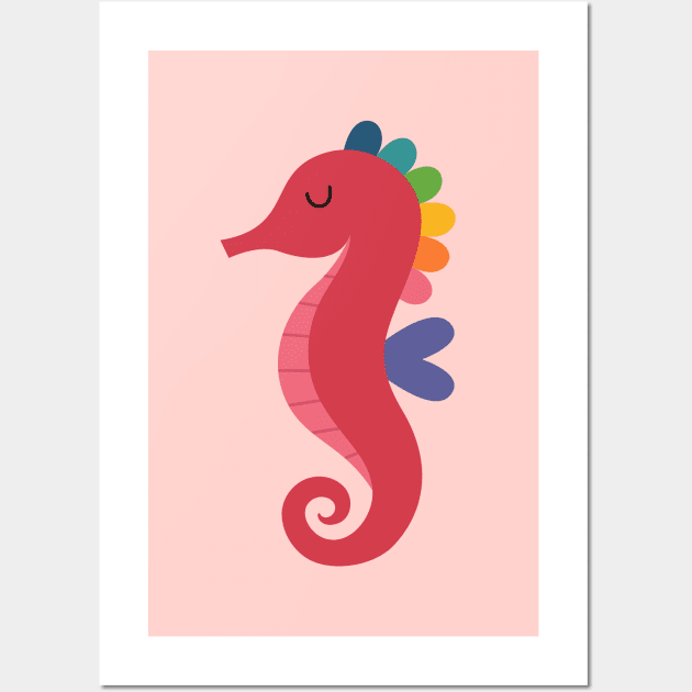 Rainbow Seahorse Wall Art by AndyWestface